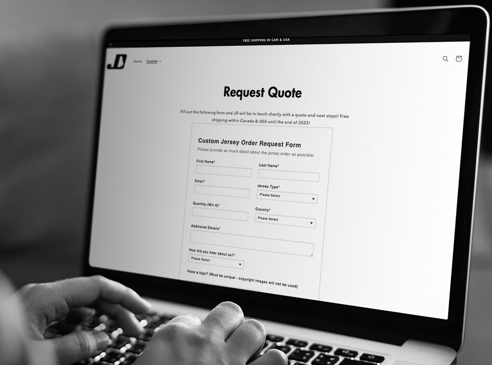 Request a quote for custom jersey orders with easy to use form for all sports