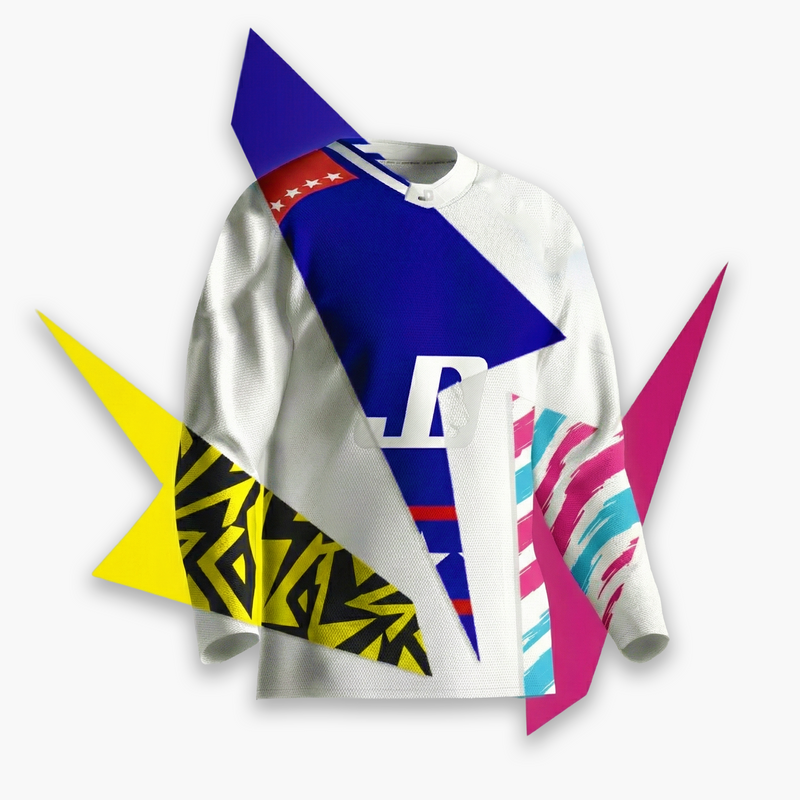 Custom Sports Jersey with unique patterns on a white background